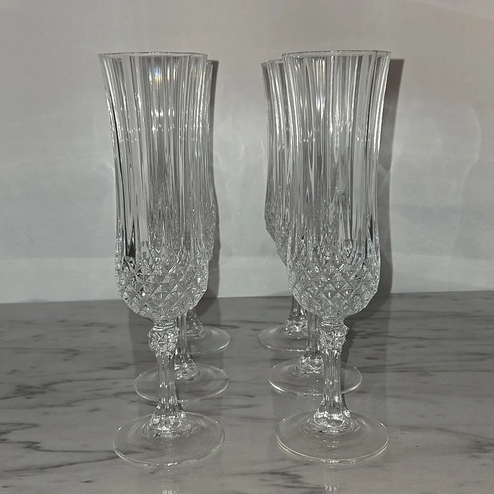 Vintage Cristal D'Arques Longchamp Champagne Flutes / Glasses - Picture 1 of 8